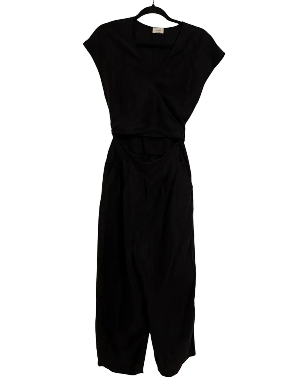 Wilfred Brax Jumpsuit Black Linen Blend Size 8 Aritzia